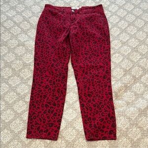 Royalty For Me Mid Rise Red Leopard Print Jeans